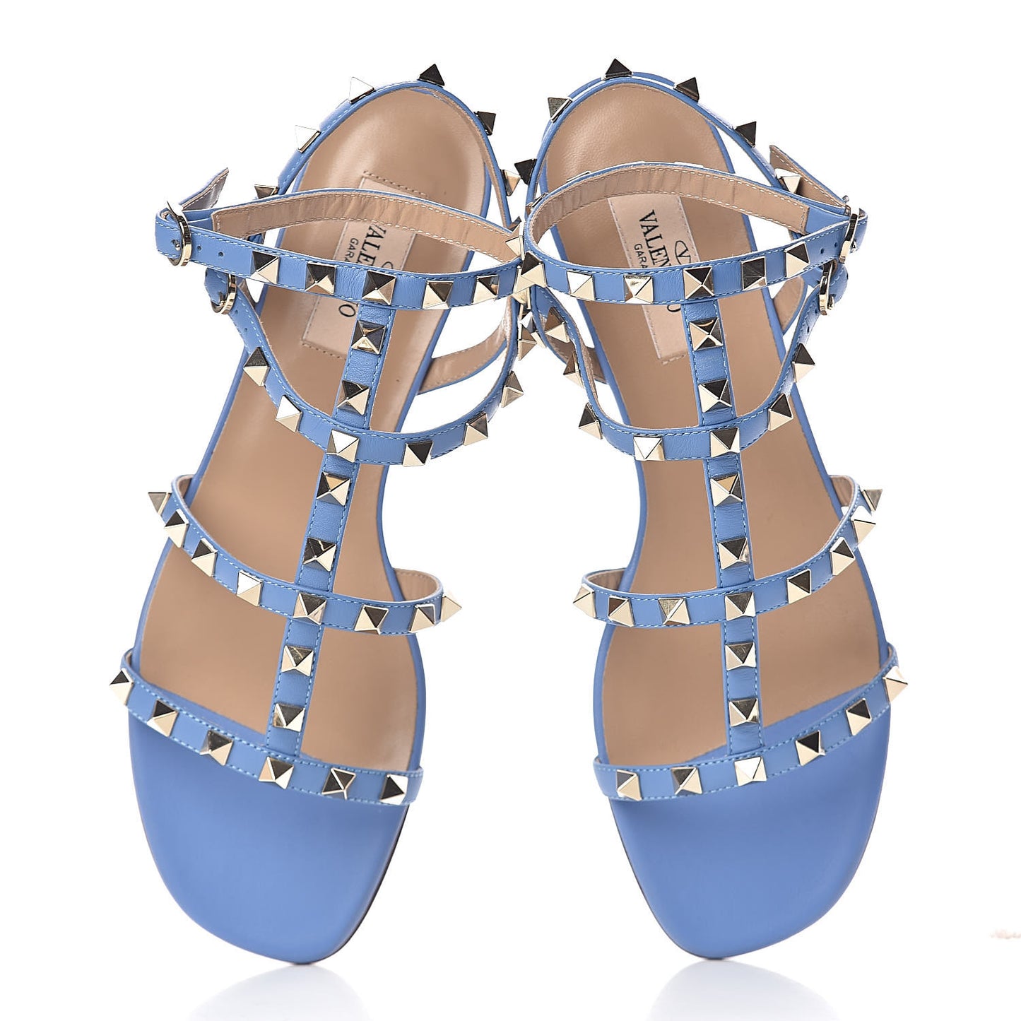 Calfskin Rockstud Gladiator Flat Sandals 37.5 Angel
