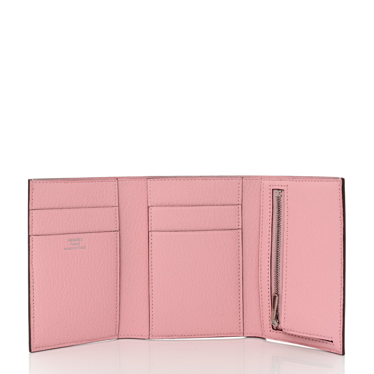 Hermes Chevre Mysore Tri-Fold Compact Bearn Wallet Rose Sakura 5 of 8