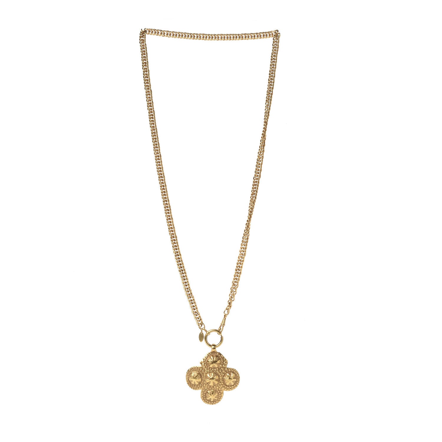Chanel Long CC Cross Pendant Necklace Gold 2 of 3