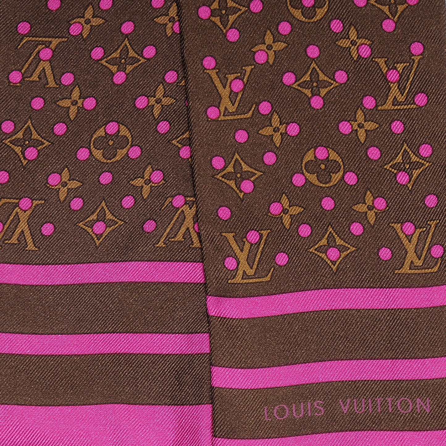 Silk Perforated Monogram Bandeau Fuchsia Brown