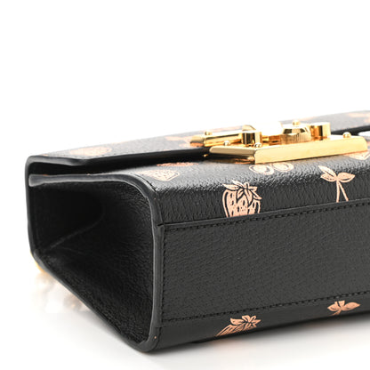 Gucci Textured Dollar Calfskin Berry Print Small Padlock Shoulder Bag Black Light Copper 9 of 10