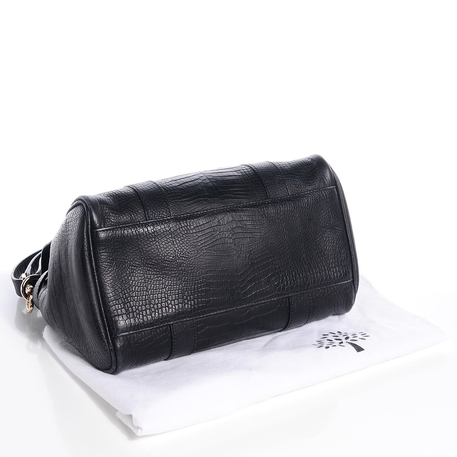 Mulberry Mini Croc Print Small Bayswater Satchel Black 4 of 13