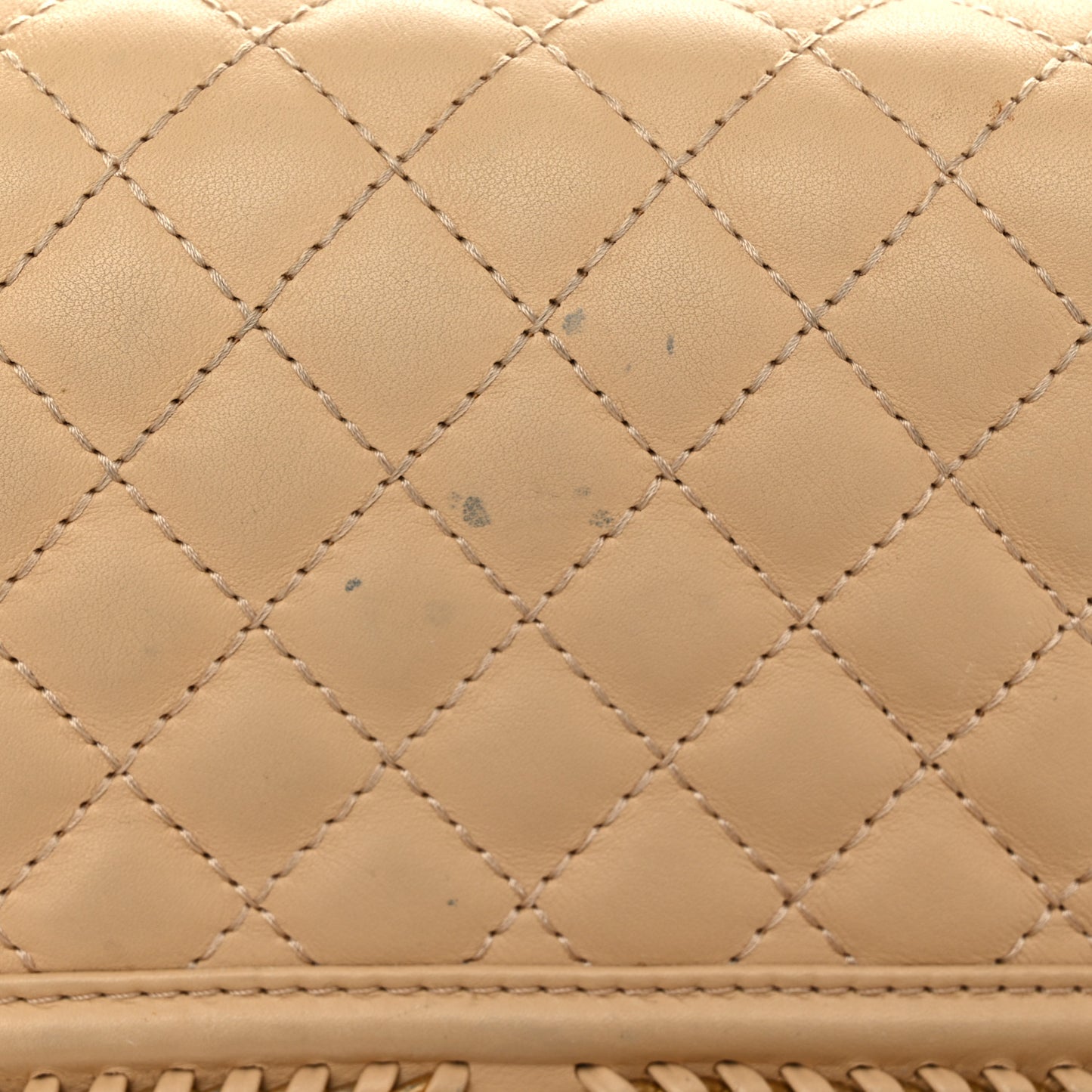 Calfskin Quilted Small Boy Handle Flap Beige
