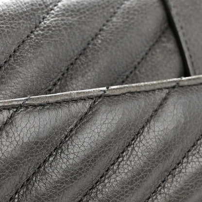 Saint Laurent Sheepskin Matelasse Chevron Monogram Medium College Bag Grey 14 of 17