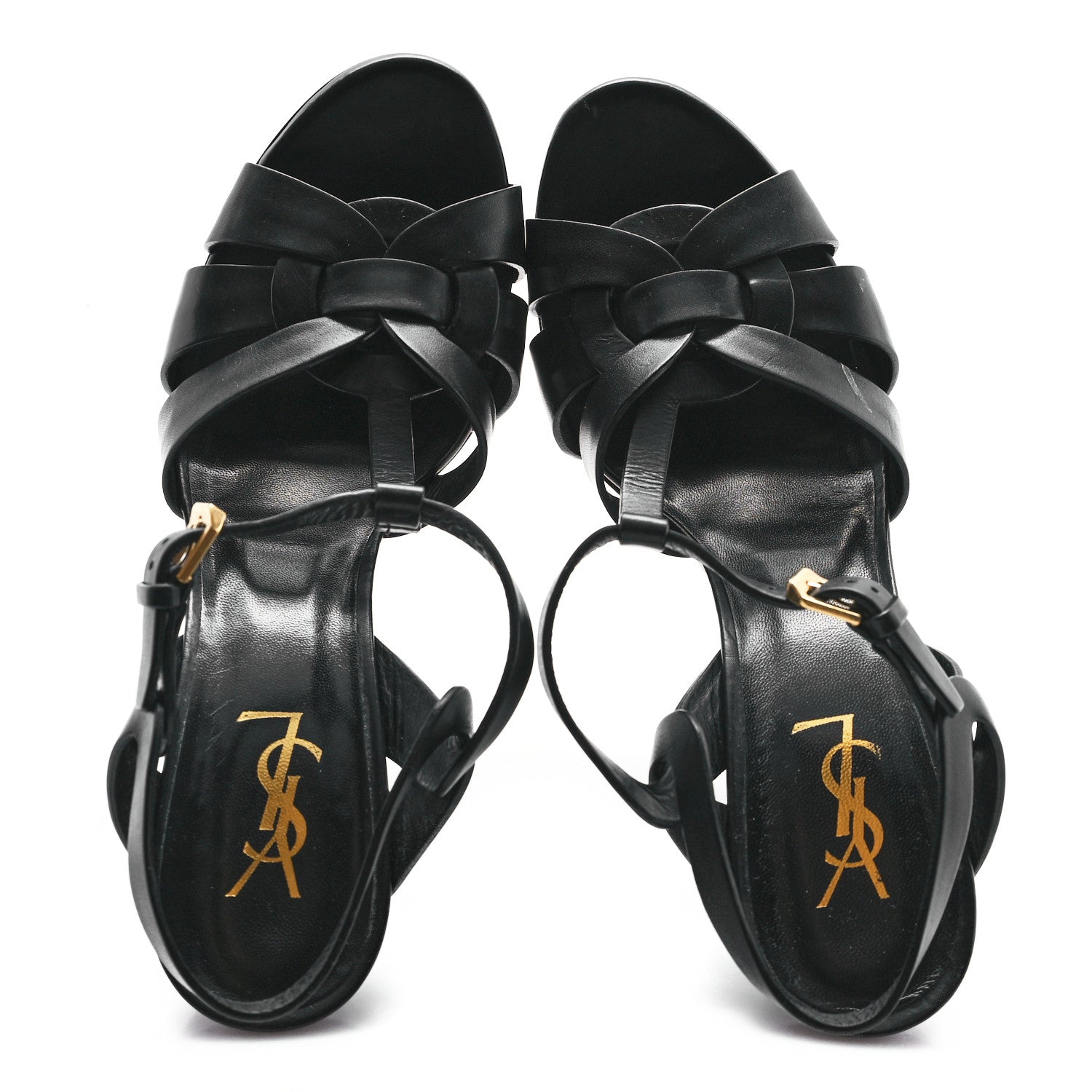 Saint Laurent Calfskin Tribute 105 Platform Sandals 41.5 Black 2 of 11