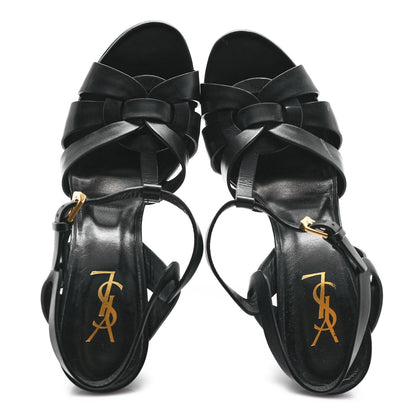 Saint Laurent Calfskin Tribute 105 Platform Sandals 41.5 Black 2 of 11