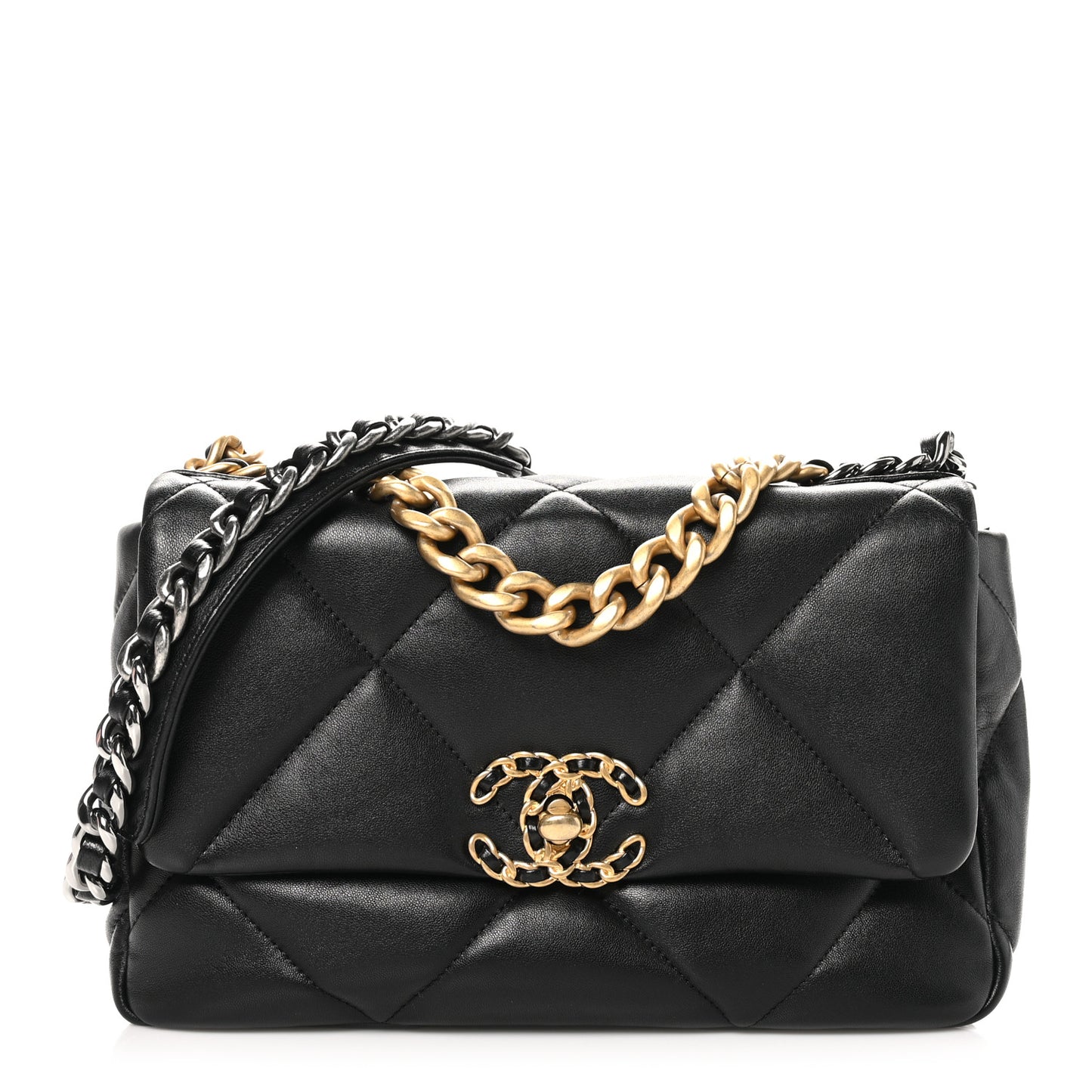 Goatskin Quilted Medium Chanel 19 Flap Black