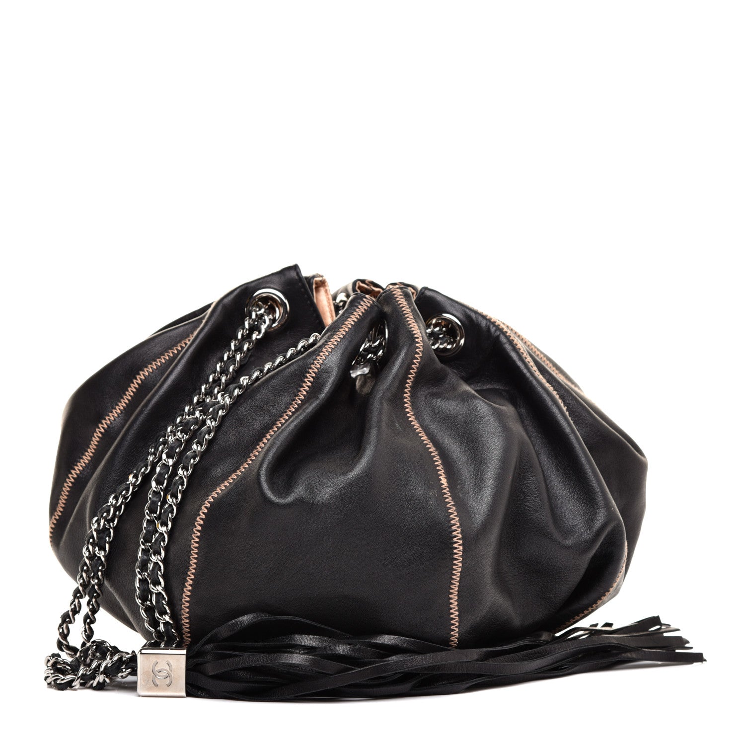 Chanel Lambskin Satin Reversible Sac Cordon Black 1 of 12