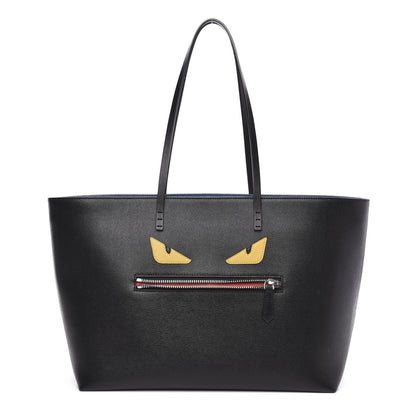 Fendi Vitello Elite Cuoio Monster Buggies Medium Roll Tote Black Multicolor Blue Cobalto 1 of 11