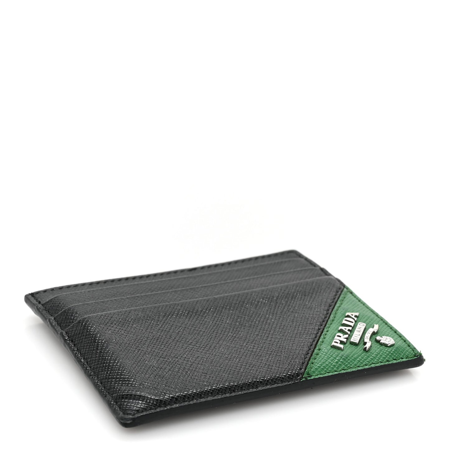 Saffiano Card Holder Black Green