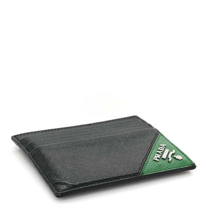 Prada Saffiano Card Holder Black Green 4 of 9