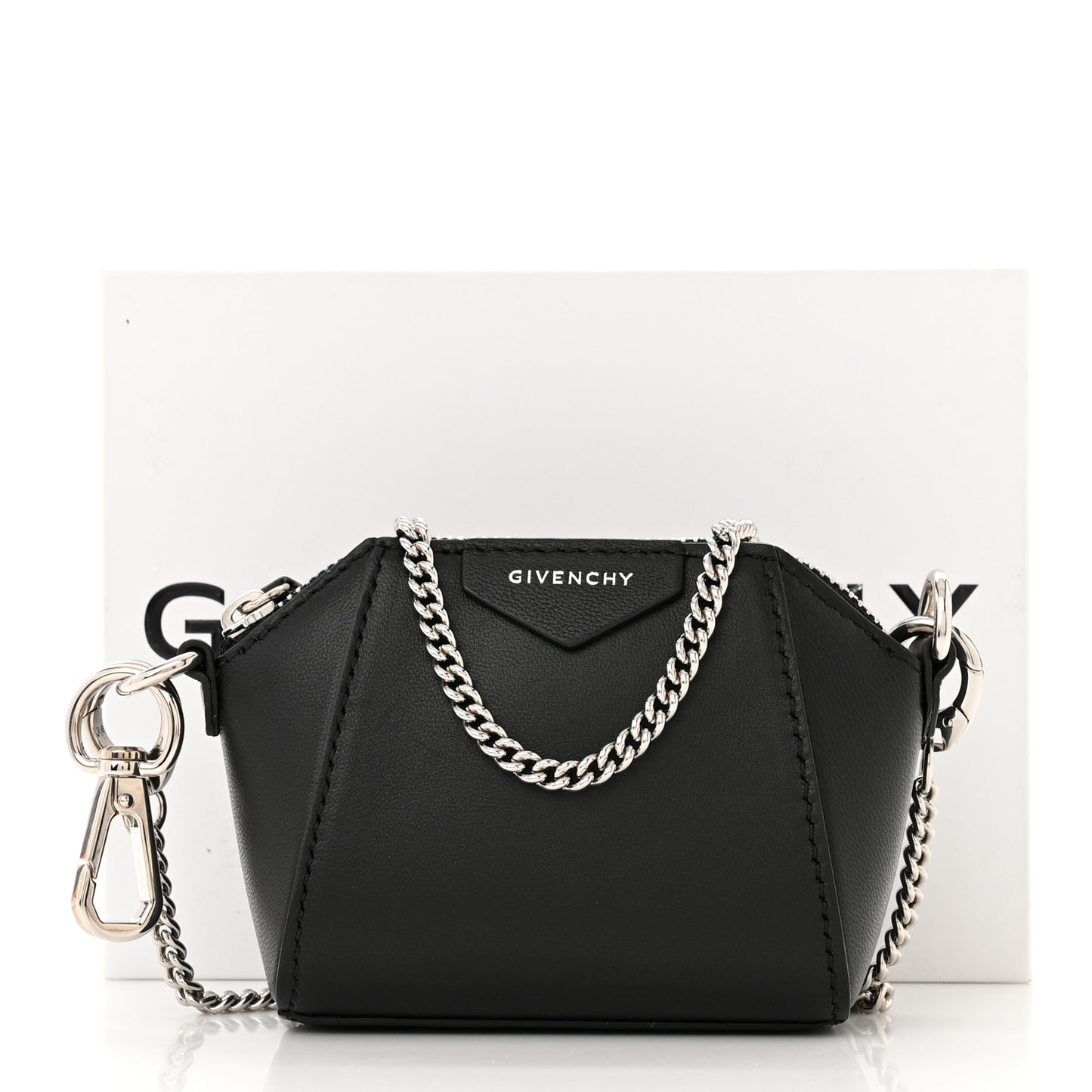 Lambskin Baby Antigona with Chain Black