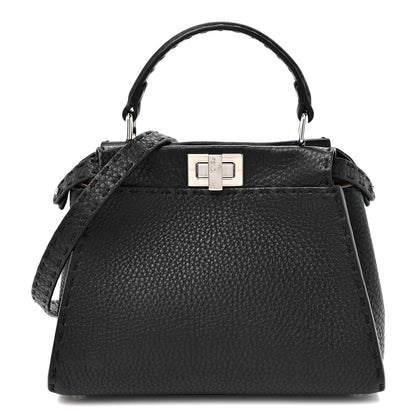 Fendi Cuoio Romano Selleria Bi-Color Mini Peekaboo Iconic Satchel Black Mou 1 of 10