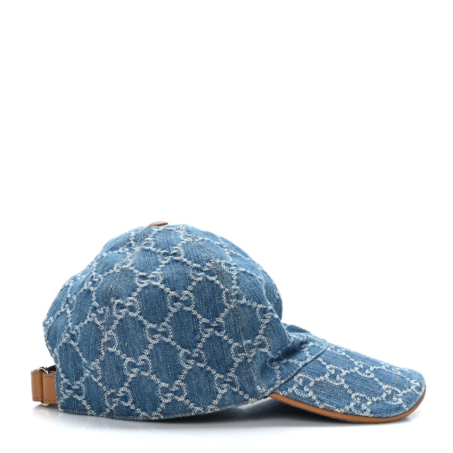 Denim GG Monogram Baseball Hat M Blue Tea Cuir