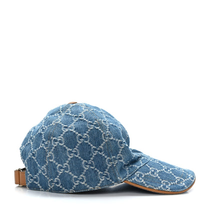 Gucci Denim GG Monogram Baseball Hat M Blue Tea Cuir 4 of 8