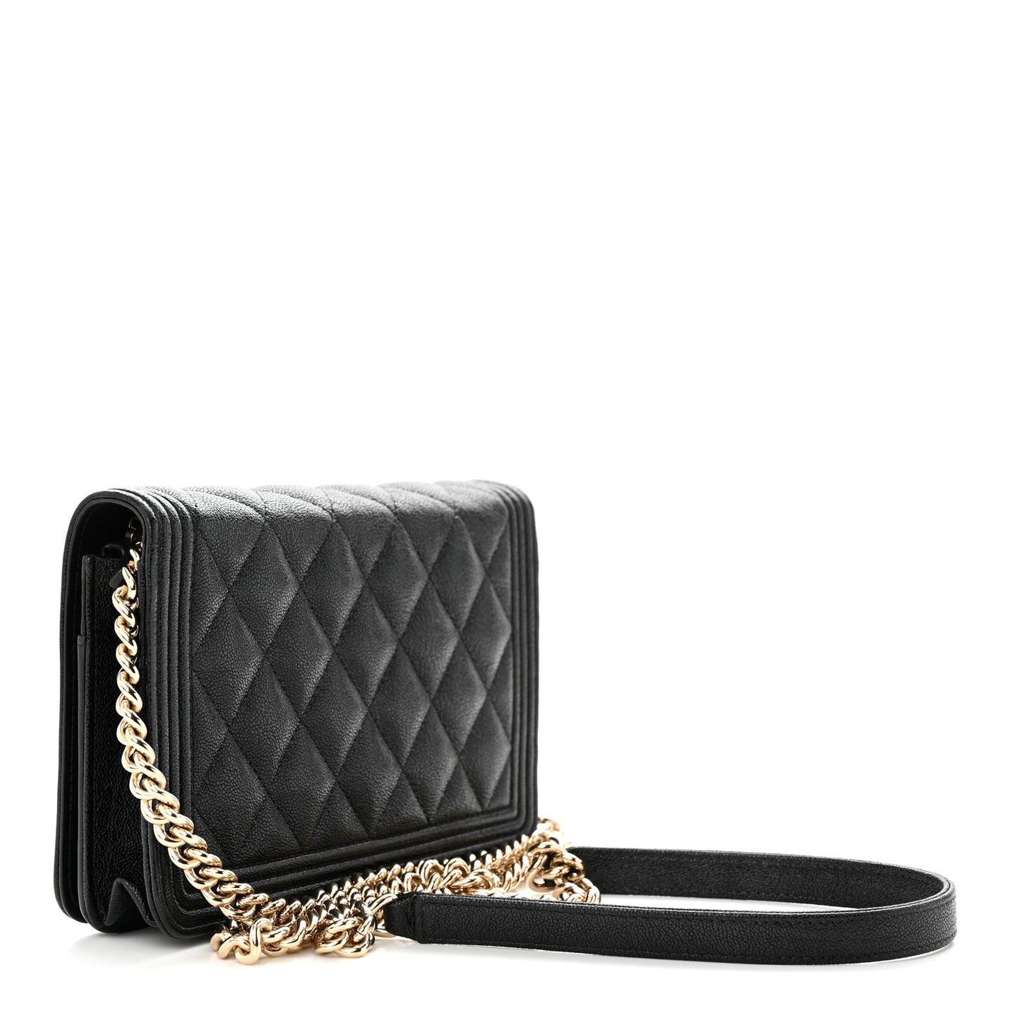 Caviar Quilted Boy Wallet On Chain WOC Black