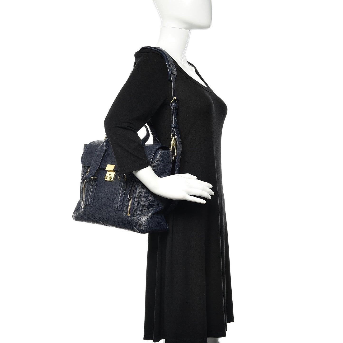 3.1 Textured Calfskin Medium Pashli Satchel Ink