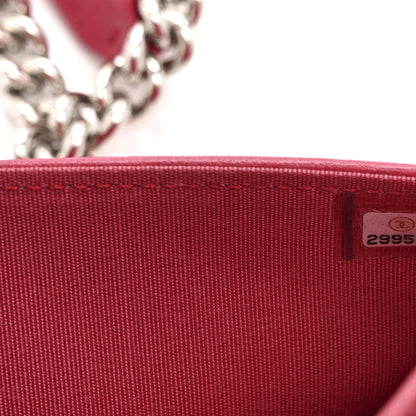 Chanel Lambskin Quilted Boy Wallet On Chain WOC Dark Fuchsia 8 of 11