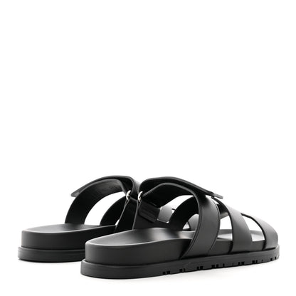 Hermes Calfskin Womens Chypre Sandals 39.5 Black 4 of 9