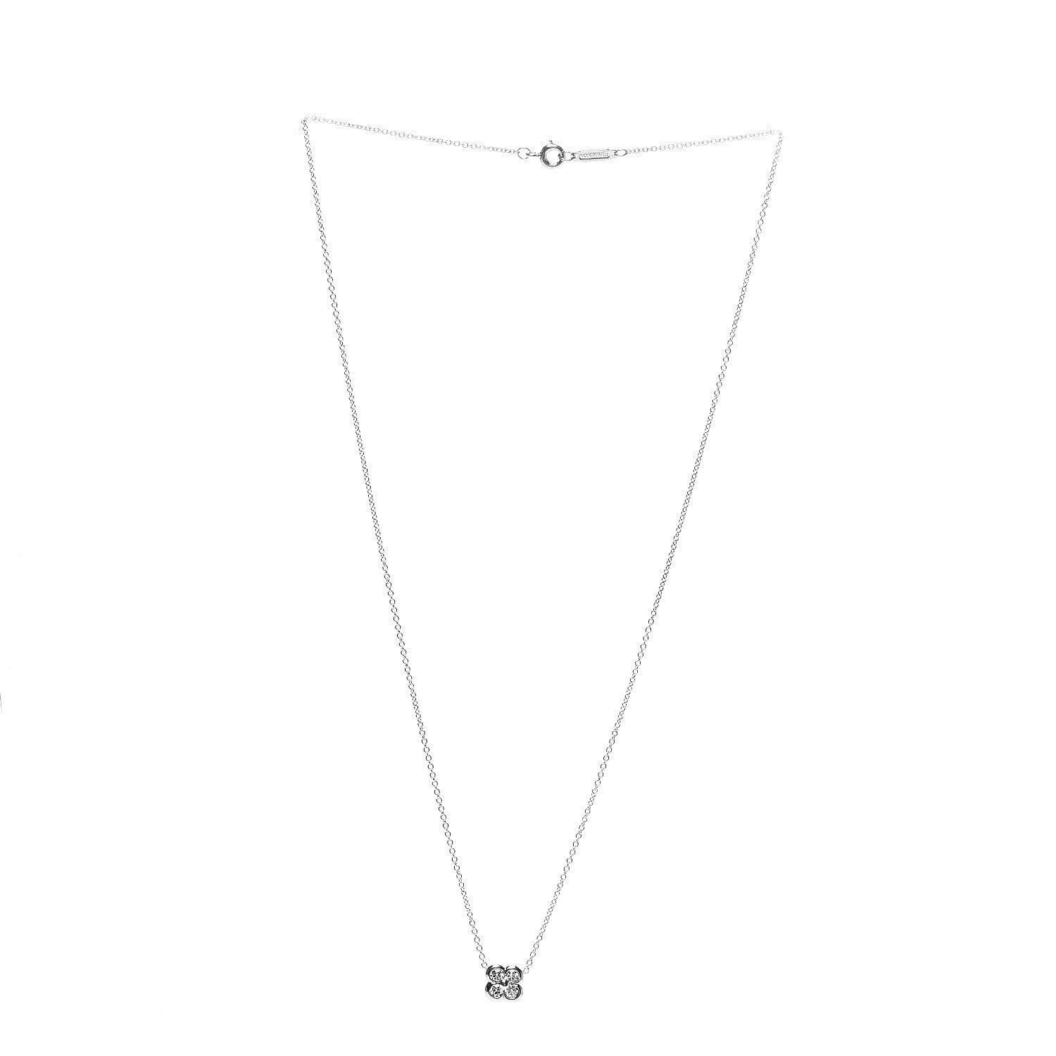 Tiffany Platinum Diamond .16ctw Flower Pendant Necklace 3 of 6