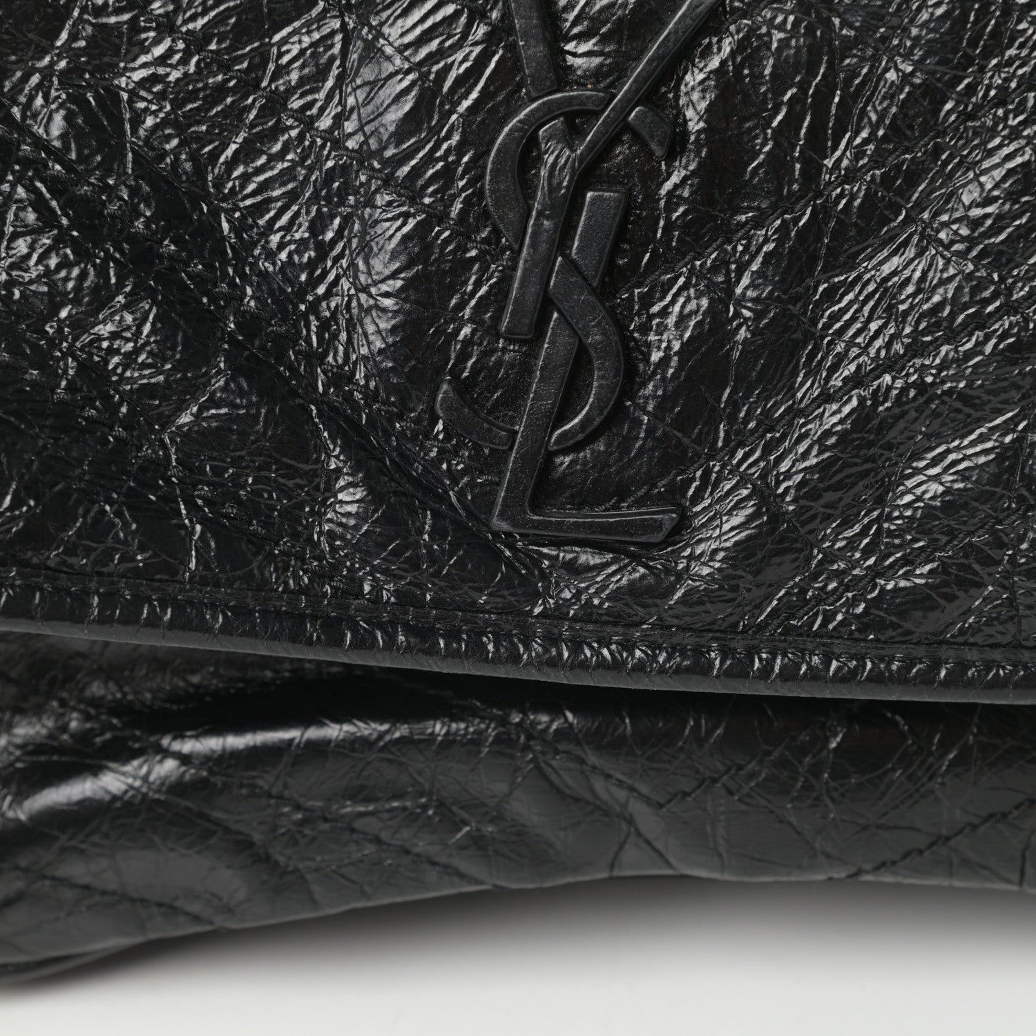 Saint Laurent Crinkled Calfskin Matelasse Monogram Large Niki Chain Satchel Black 8 of 15