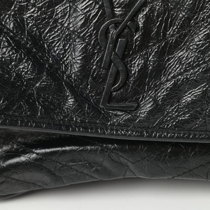 Saint Laurent Crinkled Calfskin Matelasse Monogram Large Niki Chain Satchel Black 8 of 15