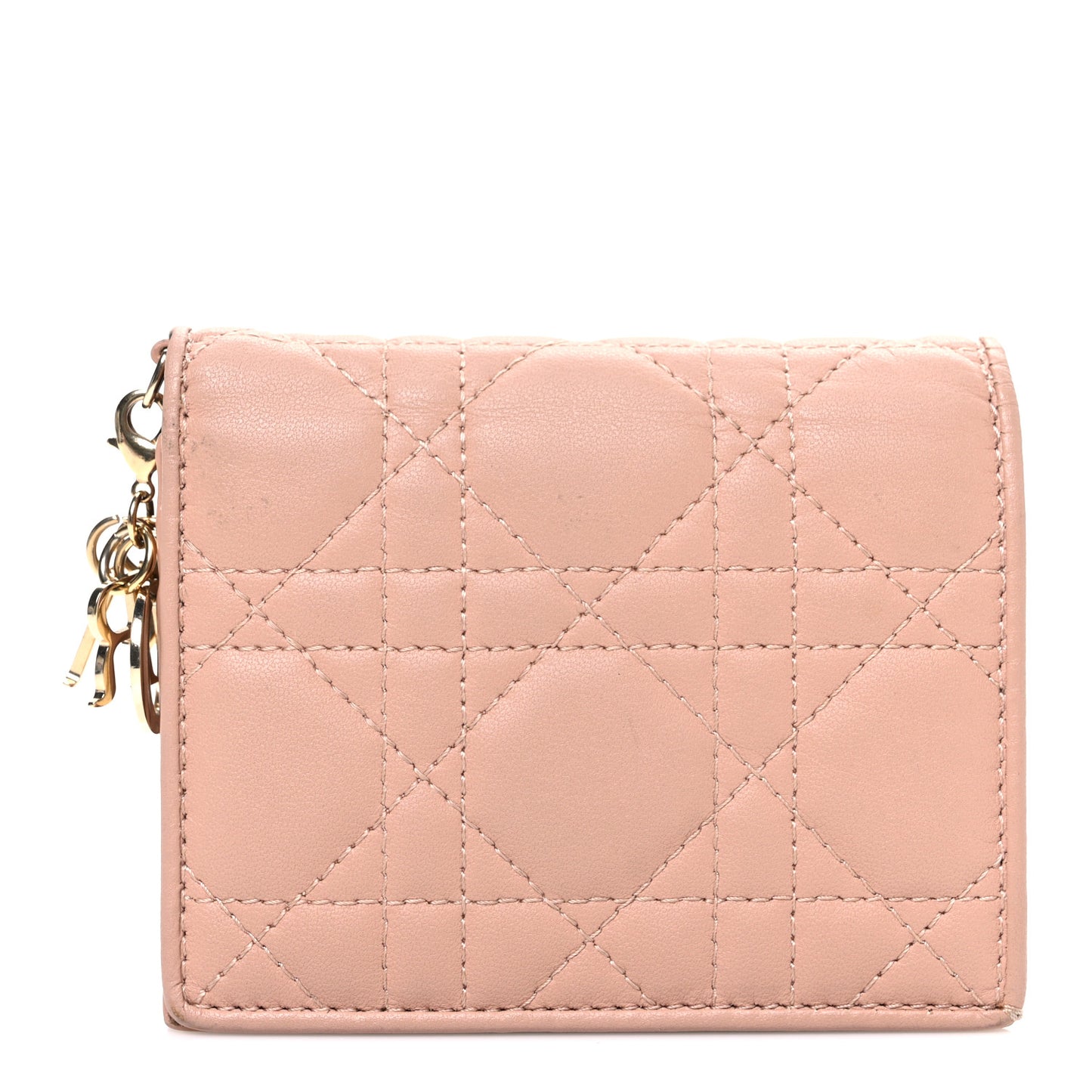 Lambskin Cannage Mini Lady Dior Wallet Rose Des Vents