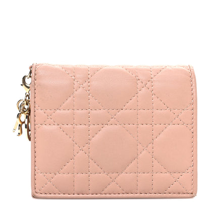 Christian Dior Lambskin Cannage Mini Lady Dior Wallet Rose Des Vents 1 of 7