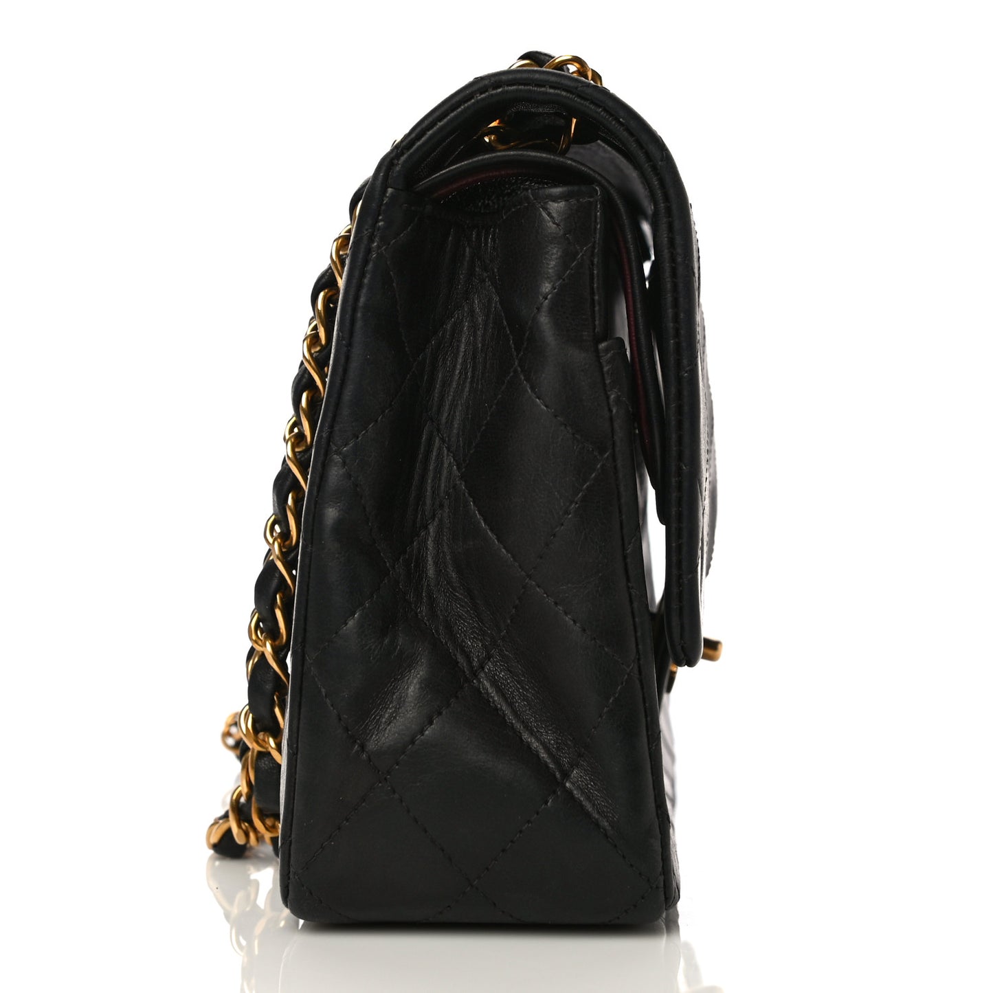 Lambskin Quilted Medium Double Flap Black