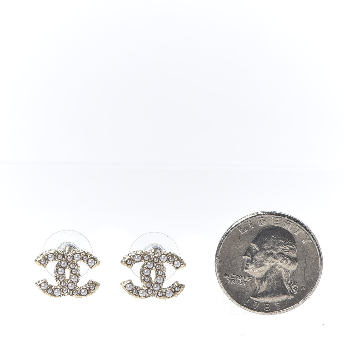 Metal Graduated Pearl Crystal CC Earrings Light Gold