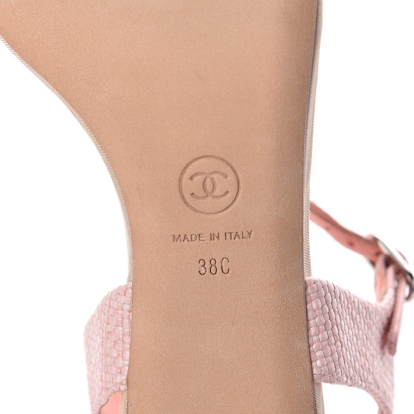 Fabric Woven Pearl Strappy Sandals 38 Pink