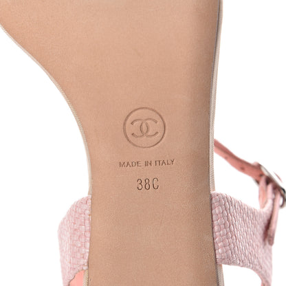 Chanel Fabric Woven Pearl Strappy Sandals 38 Pink 6 of 7