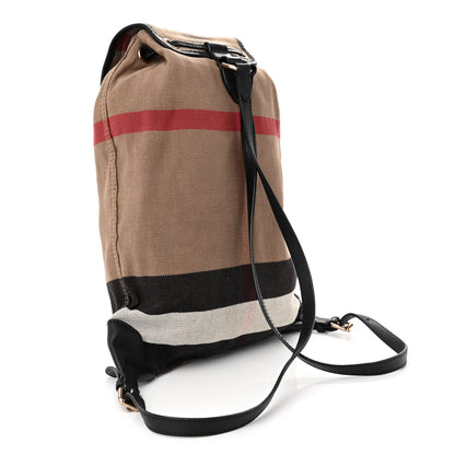 Burberry Overdyed Canvas Mega Check Medium Chiltern Backpack Black 3 of 10