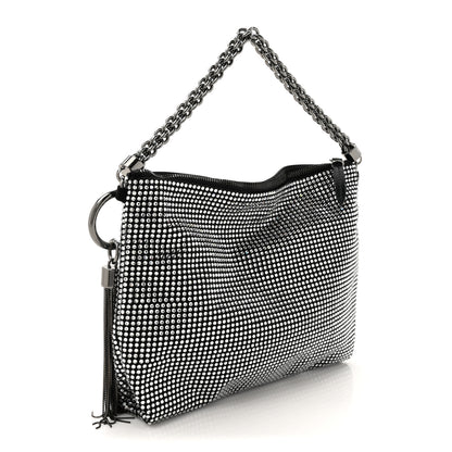 Jimmy Choo Suede Crystal Chain Top Handle Bag Silver Black 3 of 9
