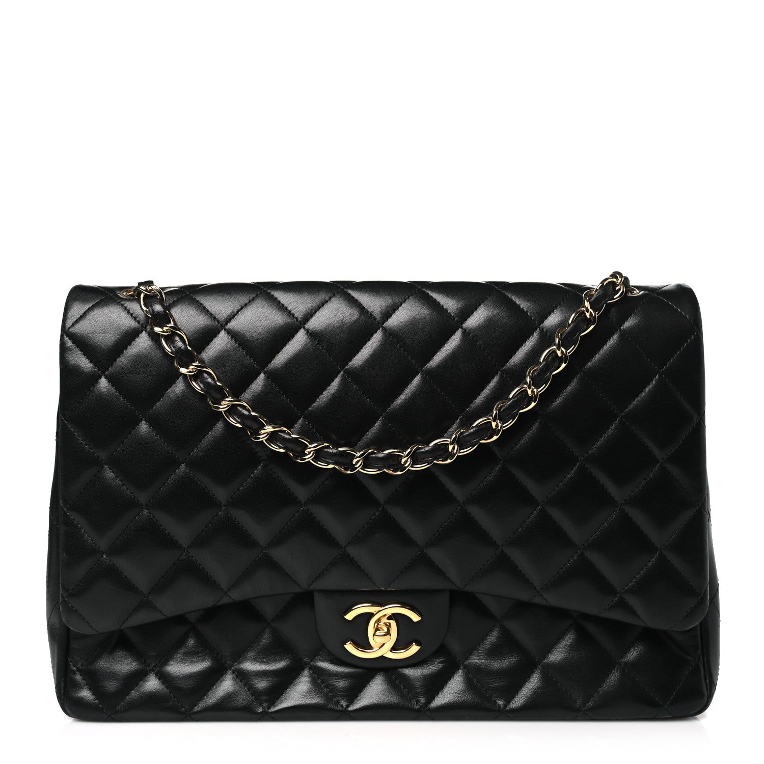 Chanel Lambskin Quilted Maxi Double Flap Black 1 of 10