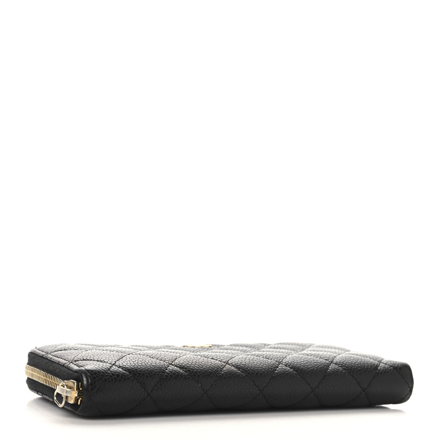 Caviar Quilted Large Gusset Zip Around Wallet Black