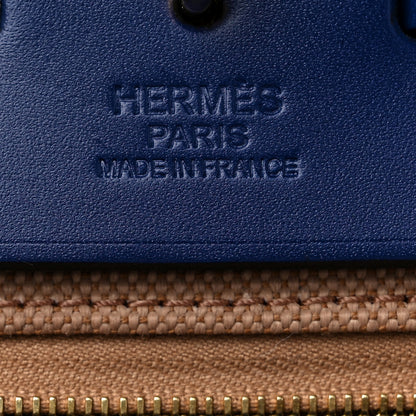 Hermes Military Toile Vache Hunter Herbag Zip Retourne 31 PM Chai Bleu Saphir 7 of 11