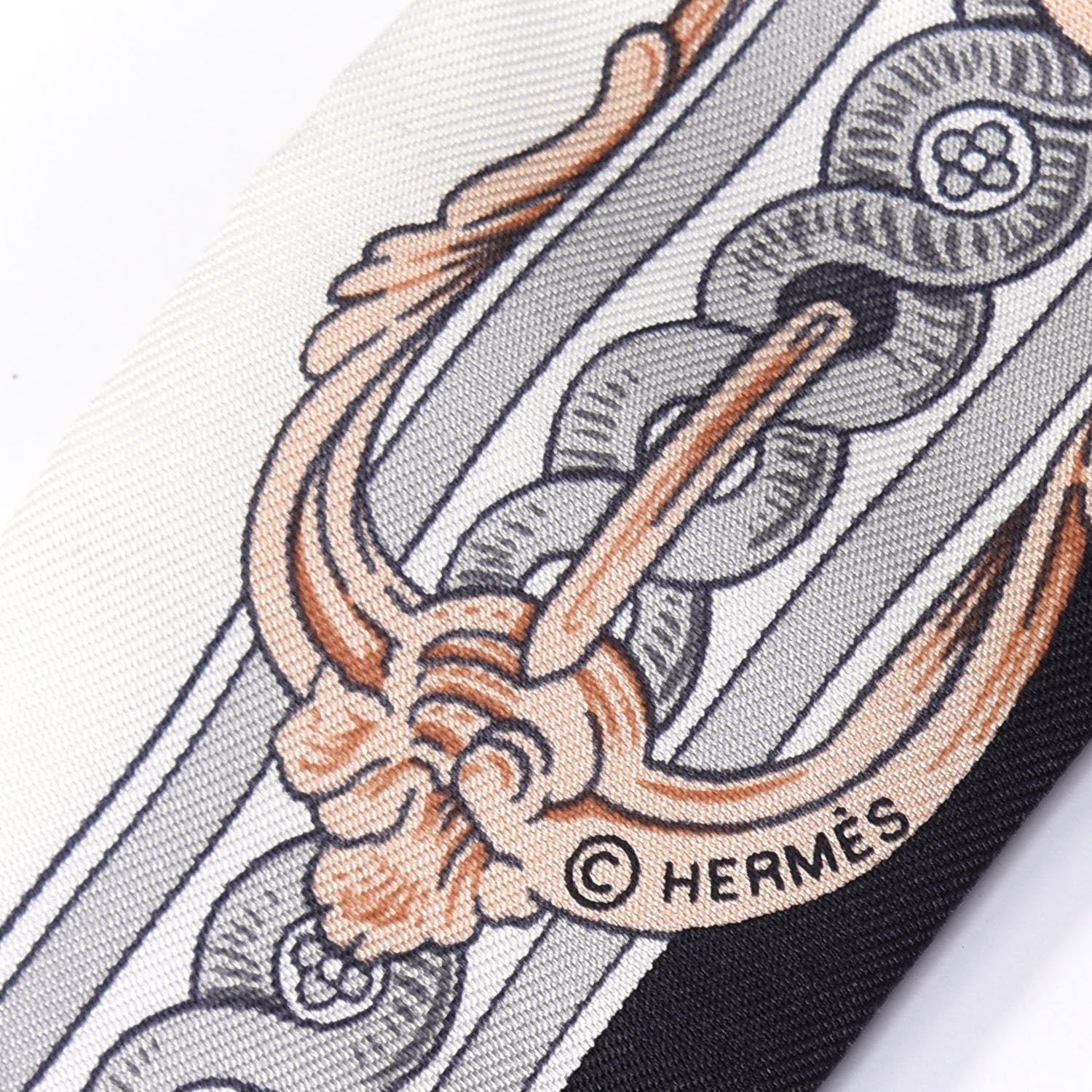 Hermes Silk Bride De Cour Twilly Black White Or Rose 3 of 4