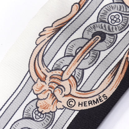 Hermes Silk Bride De Cour Twilly Black White Or Rose 3 of 4