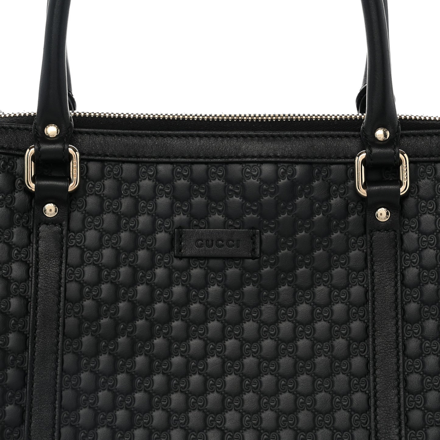 Soft Microguccissima Small Zippered Satchel Black