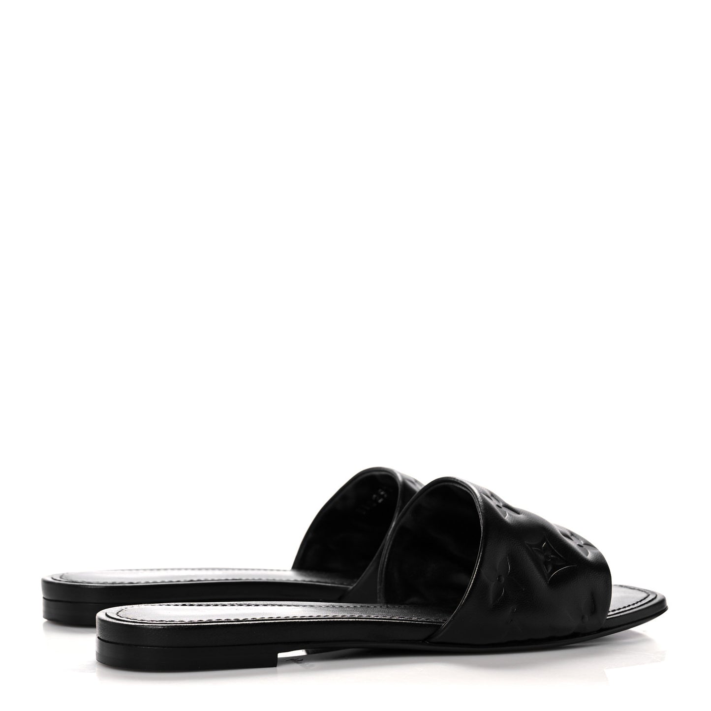 Lambskin Embossed Monogram Revival Flat Mules 37 Black