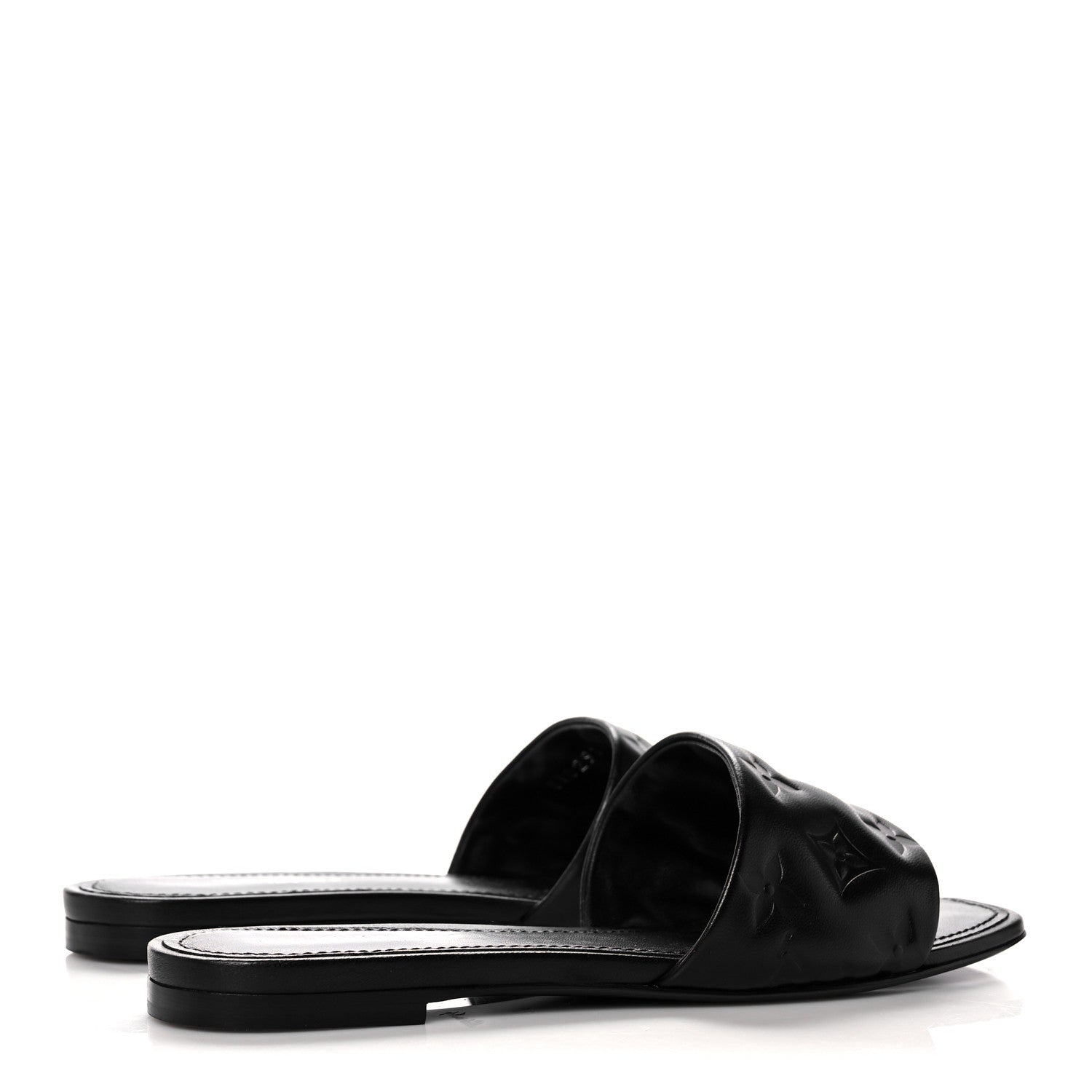 Louis Vuitton Lambskin Embossed Monogram Revival Flat Mules 37 Black 4 of 9
