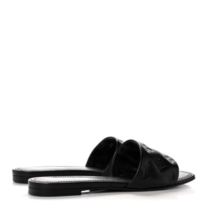 Louis Vuitton Lambskin Embossed Monogram Revival Flat Mules 37 Black 4 of 9