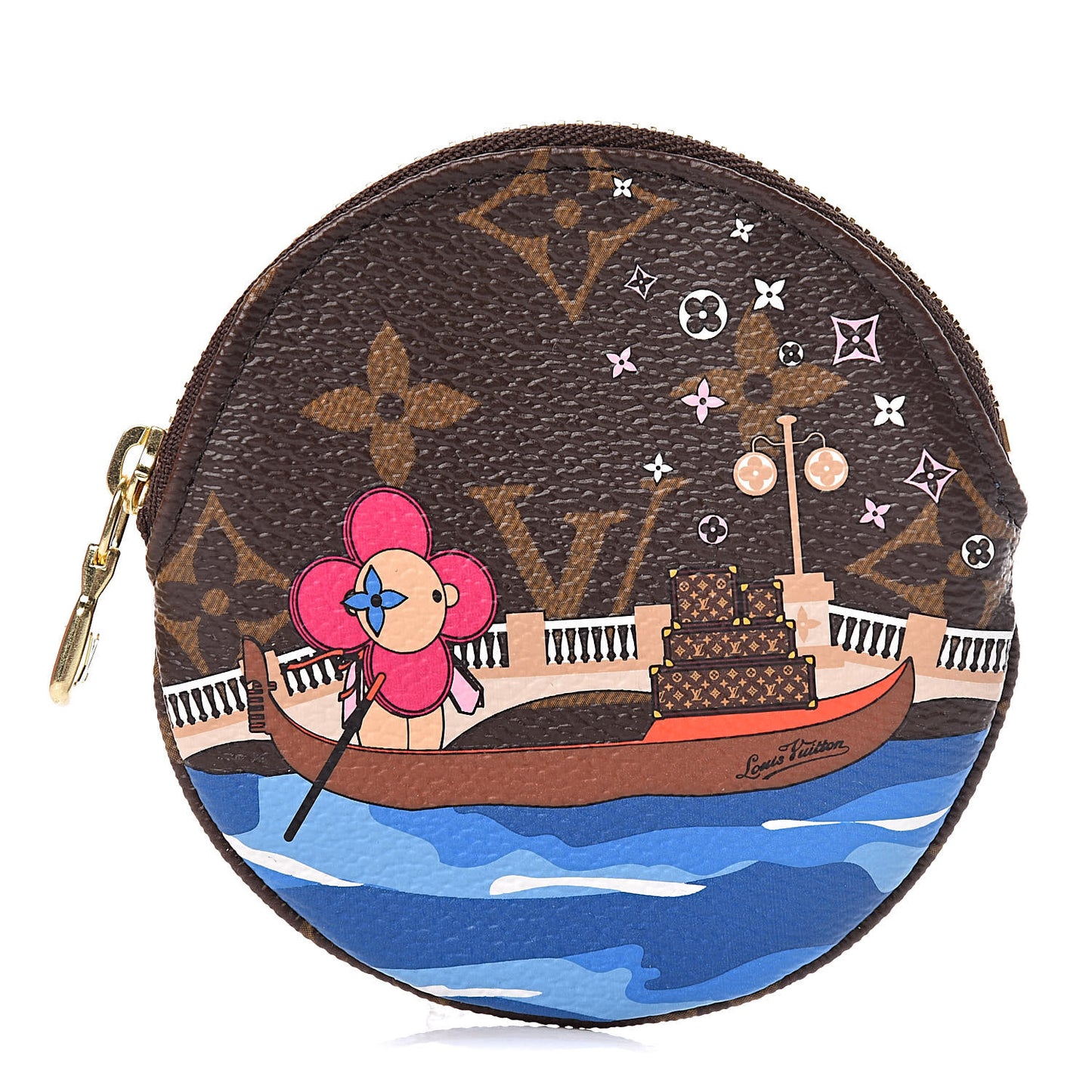 Monogram 2019 Christmas Animation Round Coin Purse Blue