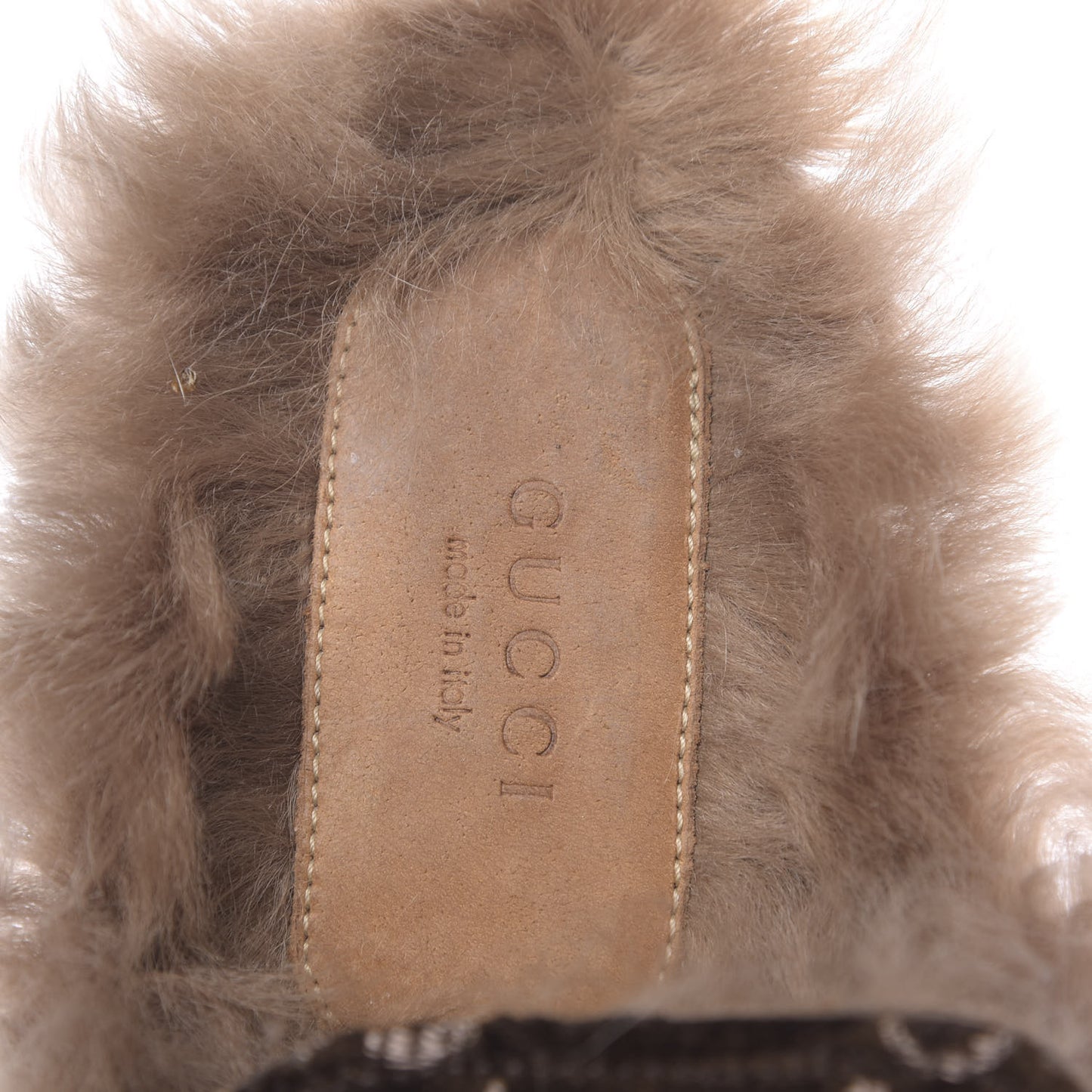 Velvet GG Monogram Fur Womens Princetown Slippers 40 Brown Black Natural