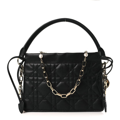 Christian Dior Lambskin Cannage Mini Top Handle Drawstring Bag Black 1 of 9