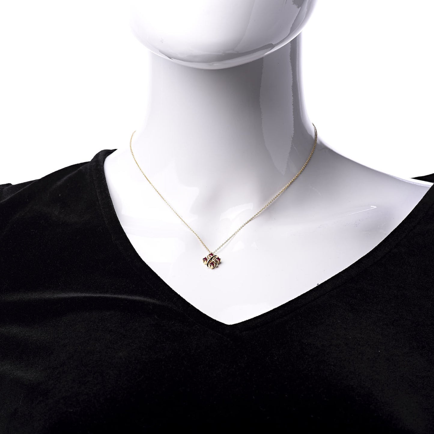 18K Yellow Gold Ruby Schlumberger Lynn Pendant Necklace