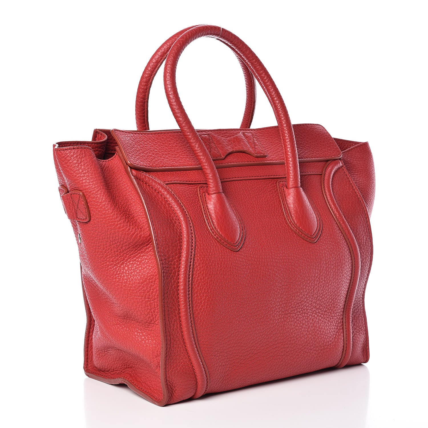 Celine Drummed Calfskin Mini Luggage Red 3 of 16