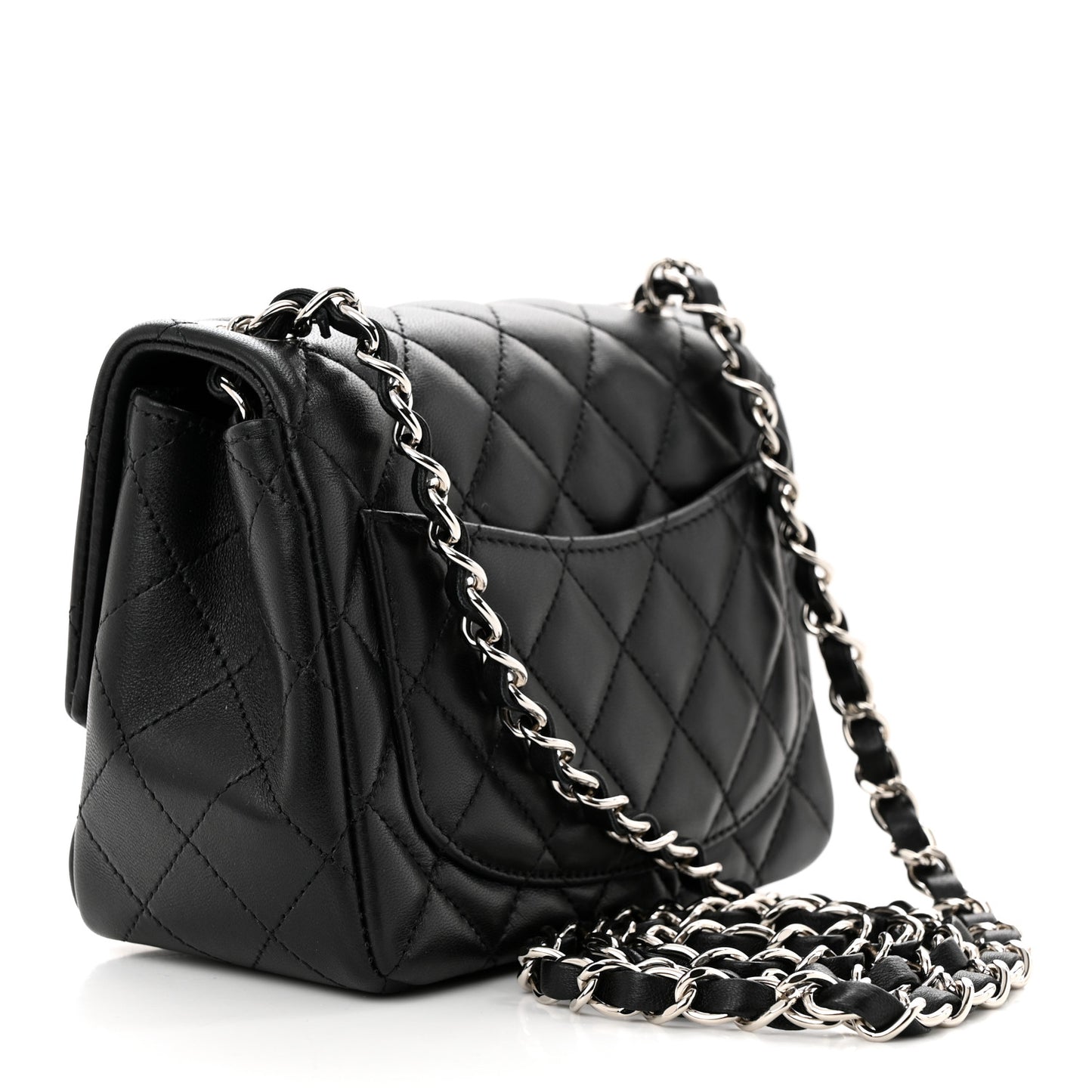 Lambskin Quilted Mini Square Flap Black