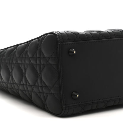 Christian Dior Ultra Matte Calfskin Cannage Large Lady Dior Black 9 of 10